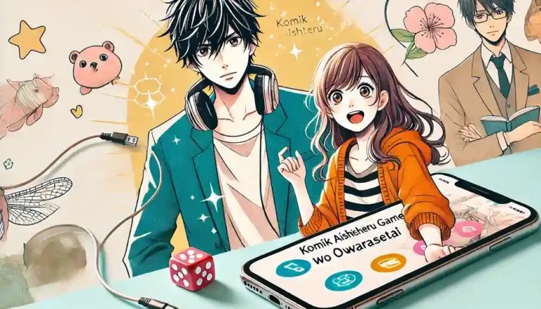 Playful romantic standoff between main characters in Komik Aishiteru Game wo Owarasetai manga.